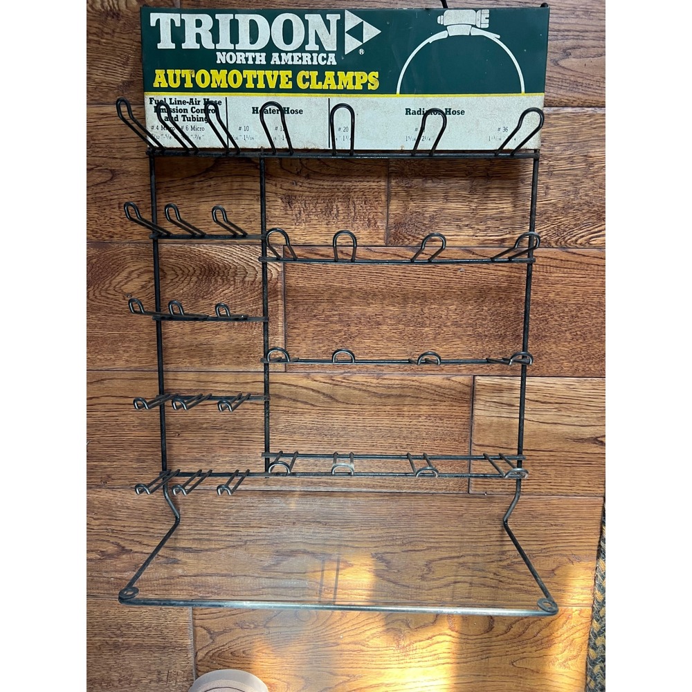 Vintage Tridon Automotive Clamp Sales Display Rack Metal Wire Organizer